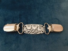 Jacken Clip,Schmuck Klammer Verschluss Silberf. Schmuckplatte mit "Drei Eulen"