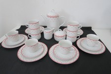 Retsch Porzellan  Kaffee oder Teeservice  6 Personen 27 tlg. weiß - rote Punkte
