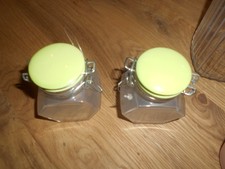 2 kleine Glas Dosen mit Bügelverschluss NEU mit grünem Keramik Deckel