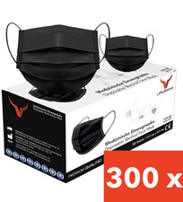 300 / 100 Medizinische OP Maske Typ IIR 2R Schwarz Mundschutz 3-lagig Einweg