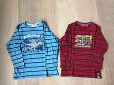 Langarmshirts, 2er Set, Jungs, Gr. 104/110, Salt and Pepper, Motiv: Dino/Bagger