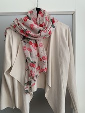 Soft und schick-  weicher Schal, Halstuch,  beige- rosa rot mit Kirschen