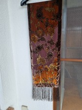 Edler Schal Stola  Samt Viskose + Seide mit Ausbrenner Muster