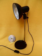 80s 90s Studio Task Lampe, Vintage Schwarz & Gold Metall, Retro Nachttisch Licht