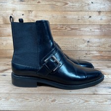 Zara Chelsea Stiefel Größe UK 5 Damen schwarz Knöchelleder Smart Schnalle Slipper