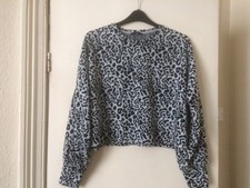 Niedlicher Damenpullover George grau Tierdruck zugeschnitten Baggy Größe Large