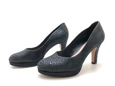 Clarks Damen Pumps High Heels Absatzschuhe Blockabsatz Komfort Schwarz Gr. 40