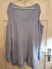 Flauschiger Pullover , Damen , Hellblau , Größe 52/54 , Cut-out 