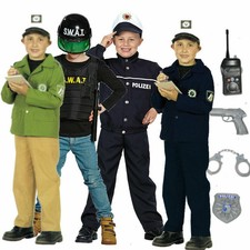 Kinder Polizist FBI SWAT Spezialeinheit Weste Jacke Komplettkostüm Polizeimütze 