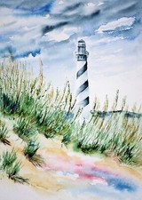 Leuchtturm, Hatteras Lighthouse Aquarell von Künstlerin ca 30x38 cm