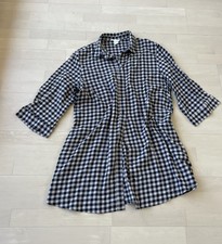 LongBluse Shirt Oberteil Tunika rosa schwarz kariert 3/4 Arm 100% BW Gr 42/L H&M