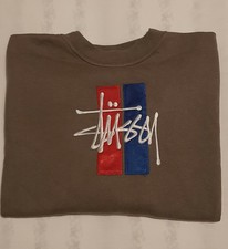 STUSSY BESTICKTES LOGO VINTAGE 2 BAR SWEATSHIRT GRÖSSE LARGE