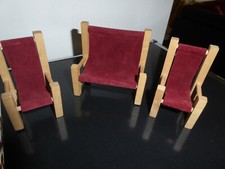 Puppenstube Möbel, 2 Sessel und 1 Coache, Holz mit Lederart, neuwertig