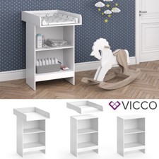 Wickeltisch Wickelregal Babymöbel Kommode Wickelkommode Leo weiß Baby  Vicco
