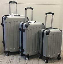 3er Set Hartschalen Koffer Trolley 96/68/36Liter 4 Rollen 360°Rotation Silber L4