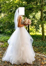 brautkleid hochzeitskleid 36/38 Ivory Unikat Schleier Schleppe Cape