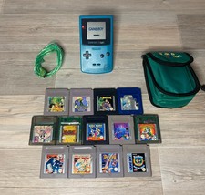 Nintendo Game Boy Color PAL Türkis mit 13 Spielen u.a Pokemon inkl. Tasche Top