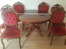Esszimmertisch rund ausziehbar mit 6 Stühlen - gebraucht-