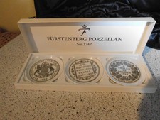 Fürstenberg 3 Porzellanuntersetzer Untersetzer aus Porzellan, Geldmotiv 