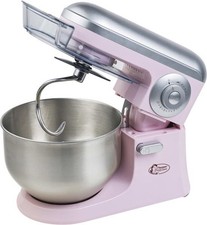 Bestron Retro Küchenmaschine mit Schneebesen, Teighaken und Rührer, pink