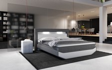 Boxspringbett Doppelbett Luxus Bett Livo Leder Antara Stoff mit LED Beleuchtung