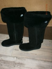 schwarze kniehohe Veloursstiefel dick gefüttert Gr. 39   Neu