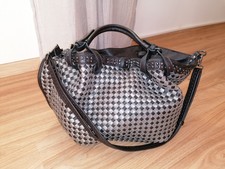 Echtleder  Henkeltasche ~ Shopper   Antikbraun - Silber