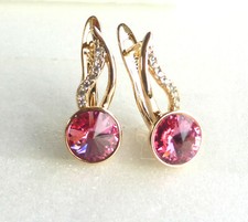 Frauen Hot Pink Creolen 18k Gelbgold plattiert Luxus simuliert Diamant UK