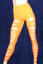 super sexy Leggins, Neon Orange, Edle Leggings mit Schlitzen vorne, Gr. 34 36 38