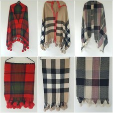 Frauen Oversized Blanket Scarf Kariert Tartan Stola Halstuch Wrap Warm vertuschen Winter
