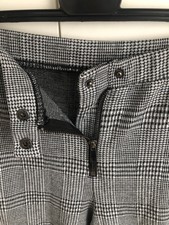 Karo Stoffhose Gr S schwarz/weiß kariert mit hohem Bund, Damen