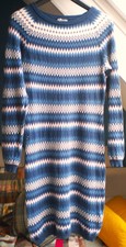 Damen Strick Kleid Tunika Pullover Blau-Weiß-Rosa Gr.S Gr.38 UP2FASCHION