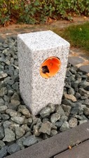 Gartensteckdose Außensteckdose Granit Hellgrau Steckdosensäule Naturstein ,