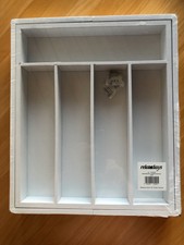 NEU Besteckkasten weiß ausziehbar Bambus in OVP H: 5 cm / B: 48 cm / T: 33,5 cm