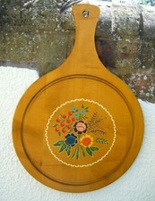 Vintage große Boho Blumen Volkskunst handbemalt häckseln Board 38.5cm