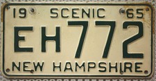 -1- Nummernschild NEW HAMPSHIRE Kennzeichen  License Plate 1965 Oldtimer-Schild