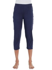 Damen Hose Caprihose 7/8 Länge Dehnbund aus Baumwolle Gr. 50 Blau 