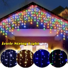 LED Eisregen Lichterkette Lichtervorhang Außen Weihnachten  Vorhangschnur Licht