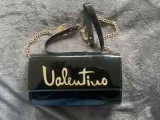 VALENTINO BAG MARIMBA   Clutch Lackleder Schwarz, Damentasche Umhängetasche Neu