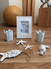 Maritim Set1 Segelboot Holz Schiff Boot Deko Bild Fisch Stern Anker Muschel Meer