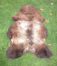 NATUR ÖKO LAMMFELL / SCHAFFELL MERINO GRAU BRAUN 111 X 80 X 6 NEU