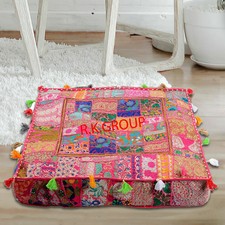 35" Quadratisches Patchwork großes indisches Bodenkissen dekorativer...