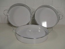 Deko 1 Set x 6 Zink Tablett weiß Getränke Essen Obstschale Garten Wohnung Party