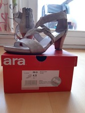 elegante Sandalen-Schuhe mit Reißverschluss in silbergrau, Größe 37,5