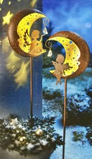2 Gartenstecker Engel im Mond NEU mit LED´s 85 cm gross für Weihnachten