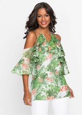 Bodyflirt bei Bon Prix Floaty Floral Cold Shoulder Top Gr. 10 NEU