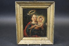 Maria mit Jesus Kind Ölgemälde 1.Hälfte 19.Jhd im Waschgoldrahmen (DY667)
