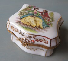 FM Fathi Mahmoud Limoges Deckeldose TOP Bronze Watteau Szene Gold trinket box 