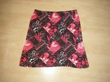 Damen Rock Gr.38/40 Stretch Sommer Midi Rock schwarz-rot sexy Neuwertig