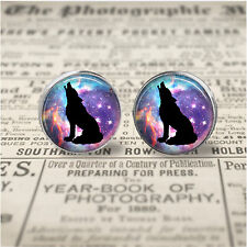 Howling Wolf NEBULA Silhoette 12mm Design Glas Kunst Ohrstecker